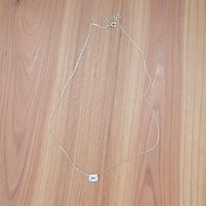 Adina Eden Gold Pave Outlined Baguette Solitaire Pendant Necklace - NWT